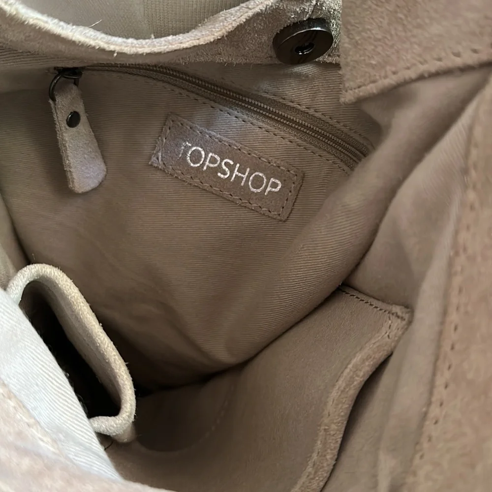 Top Shop Suede Leather Tan Hobo Shoulder Bag